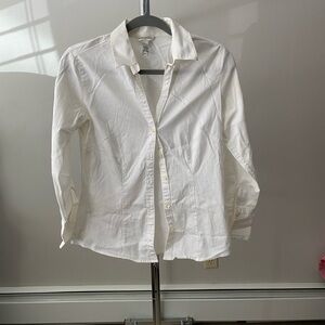 Banana Republic White Long-Sleeve Dress Shirt